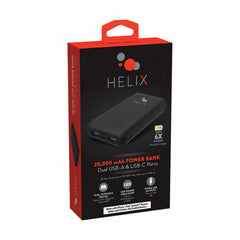 Helix/Retrak TurboVolt+ 20000 mAh Power Bank with USB-A and USB-C Ports Black