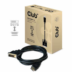 Club3D DVI-D to HDMI 1.4 Cable Male/Male 2m/6.56ft  Cable Black