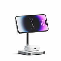 Satechi Aluminum 2-in-1 Magnetic Qi Wireless Charging Stand Space Grey