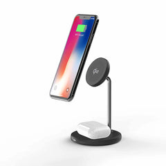 Blu Element Qi2 2-in-1 Wireless Charging Stand 15W MagSafe-Compatible Black