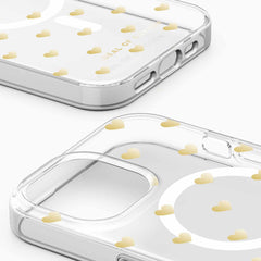 Ideal of Sweden Clear Mid MagSafe Case Golden Hearts for iPhone 16e/15/14/13