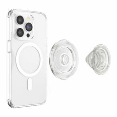 PopSockets PopGrip For MagSafe Round with Adapter Ring Clear Glitter