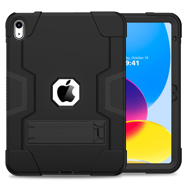 Bulk Packaging Rugged Case with Kickstand Black for iPad 10.9 (11th Gen)/iPad 10.9 2022 (10th Gen)