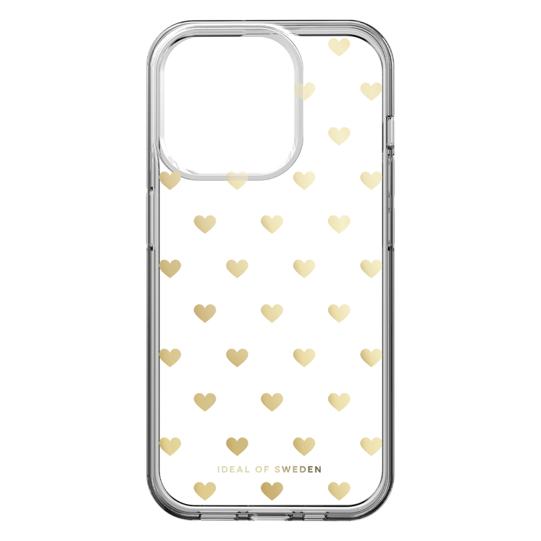 Ideal of Sweden Clear Mid MagSafe Case Golden Hearts for iPhone 15 Pro