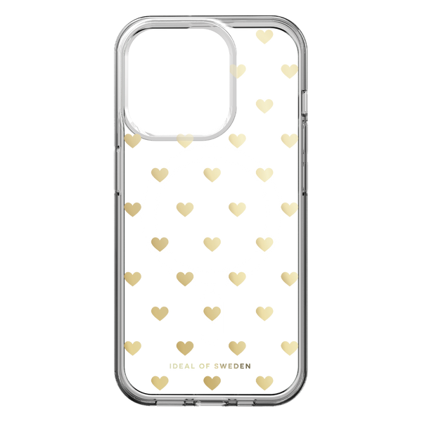 Ideal of Sweden Clear Mid MagSafe Case Golden Hearts for iPhone 15 Pro