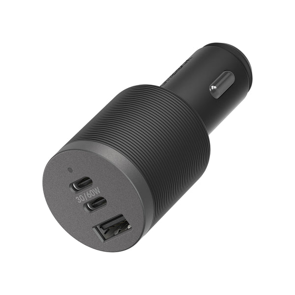 OtterBox Premium Pro Dual USB-C Car Charger with Extra USB-A 72W (USB-C 30WX2 + USB-A 12W) Nightshade (Black)