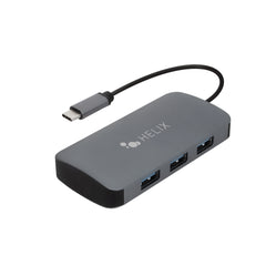 Helix/Retrak USB-C to 4-Port USB-A Hub Black