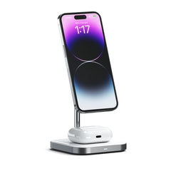 Satechi Aluminum 2-in-1 Magnetic Qi Wireless Charging Stand Space Grey