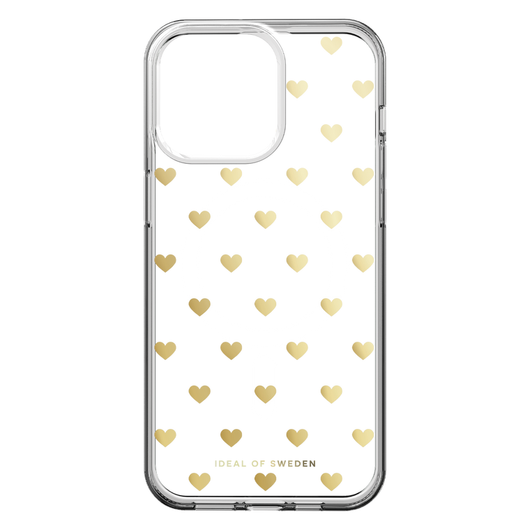 Ideal of Sweden Clear Mid MagSafe Case Golden Hearts for iPhone 15 Pro Max