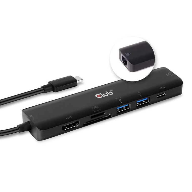 Club3D USB-C 7 in 1 Hub to HDMI 4K60HZ+SDTF Card Slot + 2X USB + USB-C PD + RJ45 Adapter Gray